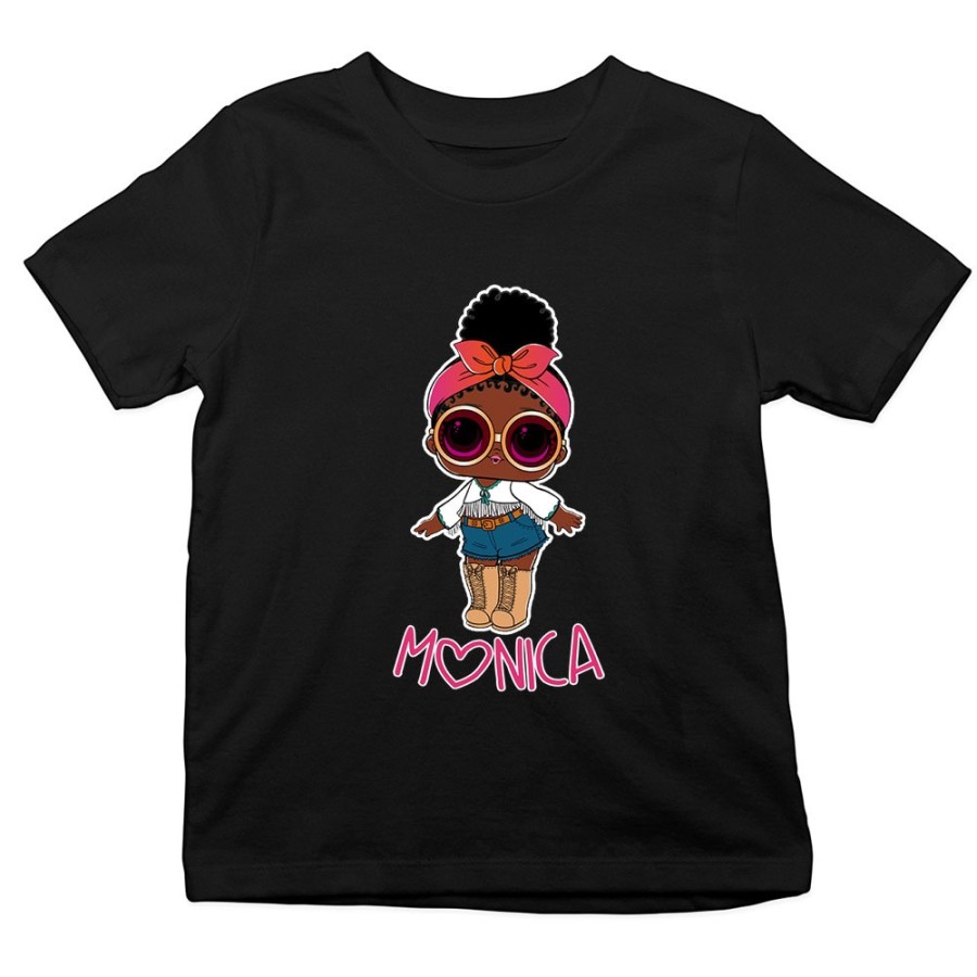 T-shirt bambina personalizzata con nome lol con la bandana e occhiali Cartoon