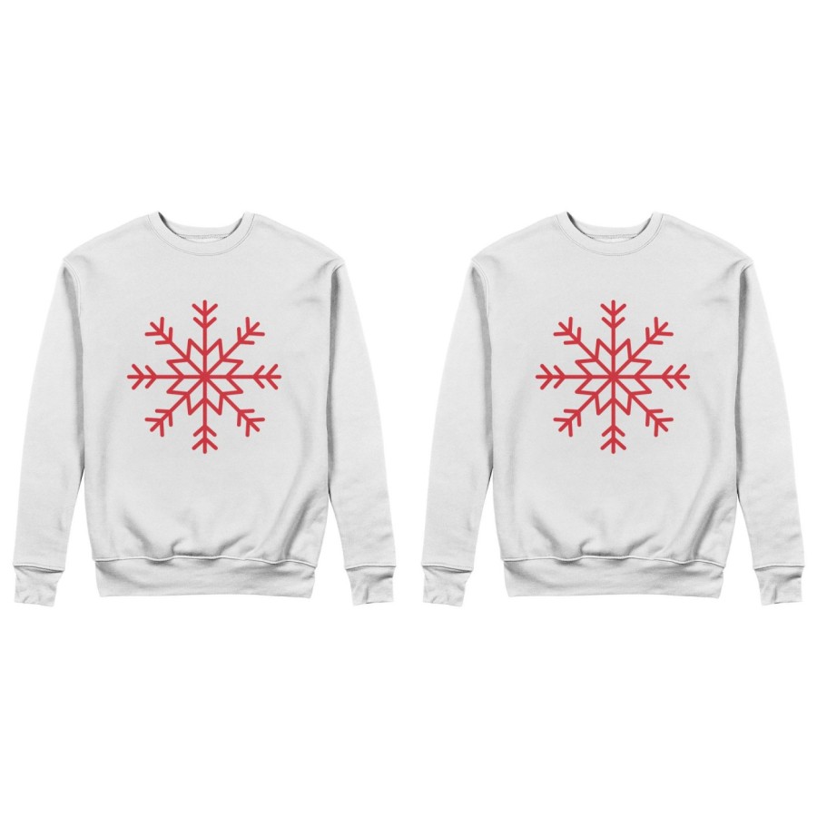 Coppia di felpe personalizzabili con nomi fiocco di neve Natale