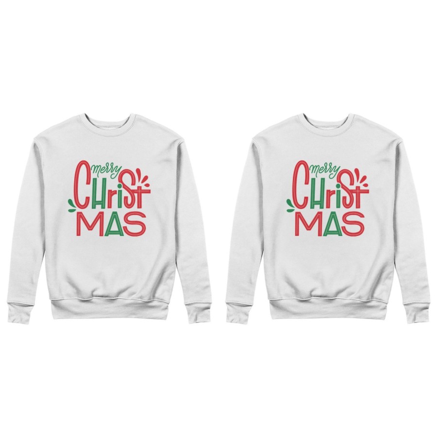 Coppia di felpe personalizzabili con nomi merry christmas colorful colorful Natale