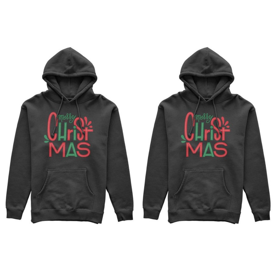 Coppia di felpe personalizzabili con nomi merry christmas colorful colorful Natale