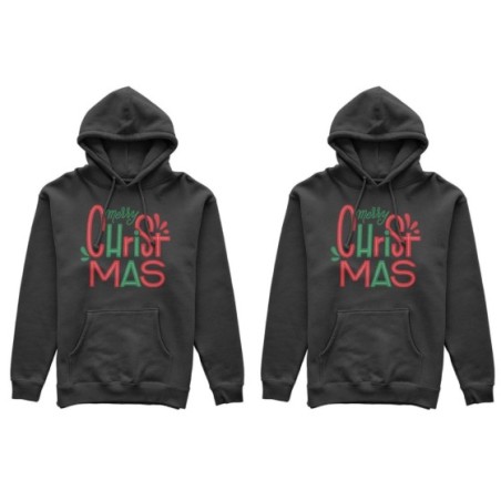 Coppia di felpe personalizzabili con nomi merry christmas colorful colorful Natale