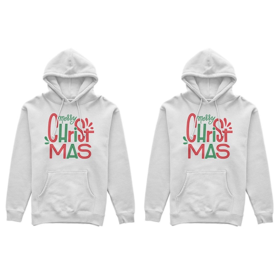 Coppia di felpe personalizzabili con nomi merry christmas colorful colorful Natale