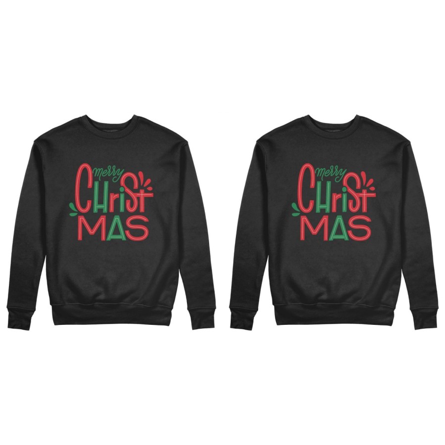 Coppia di felpe personalizzabili con nomi merry christmas colorful colorful Natale