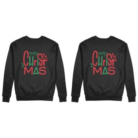 Coppia di felpe personalizzabili con nomi merry christmas colorful colorful Natale