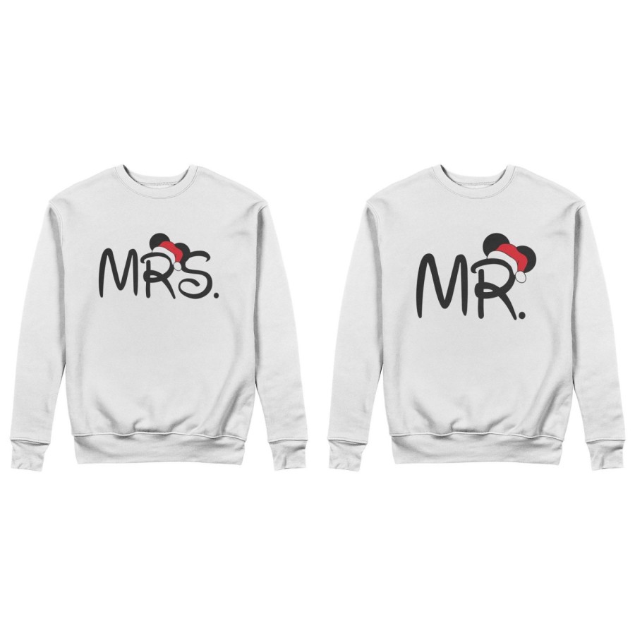 Coppia di felpe personalizzabili con nomi mr e mrs con cappello natalizio Natale