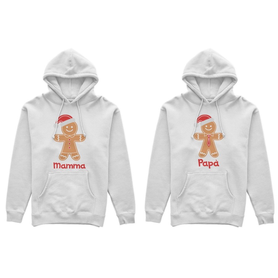 Coppia di felpe personalizzabili con nomi omino di pan di zenzero Natale
