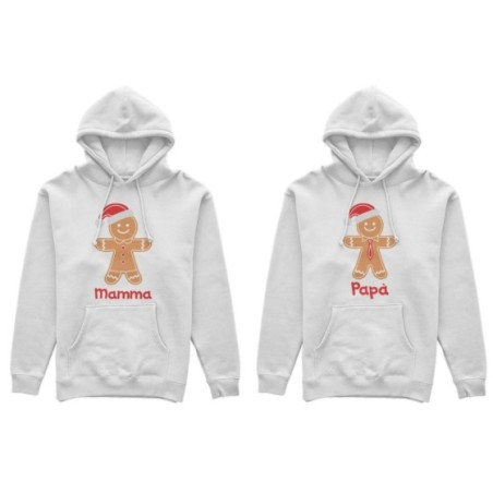 Coppia di felpe personalizzabili con nomi omino di pan di zenzero Natale