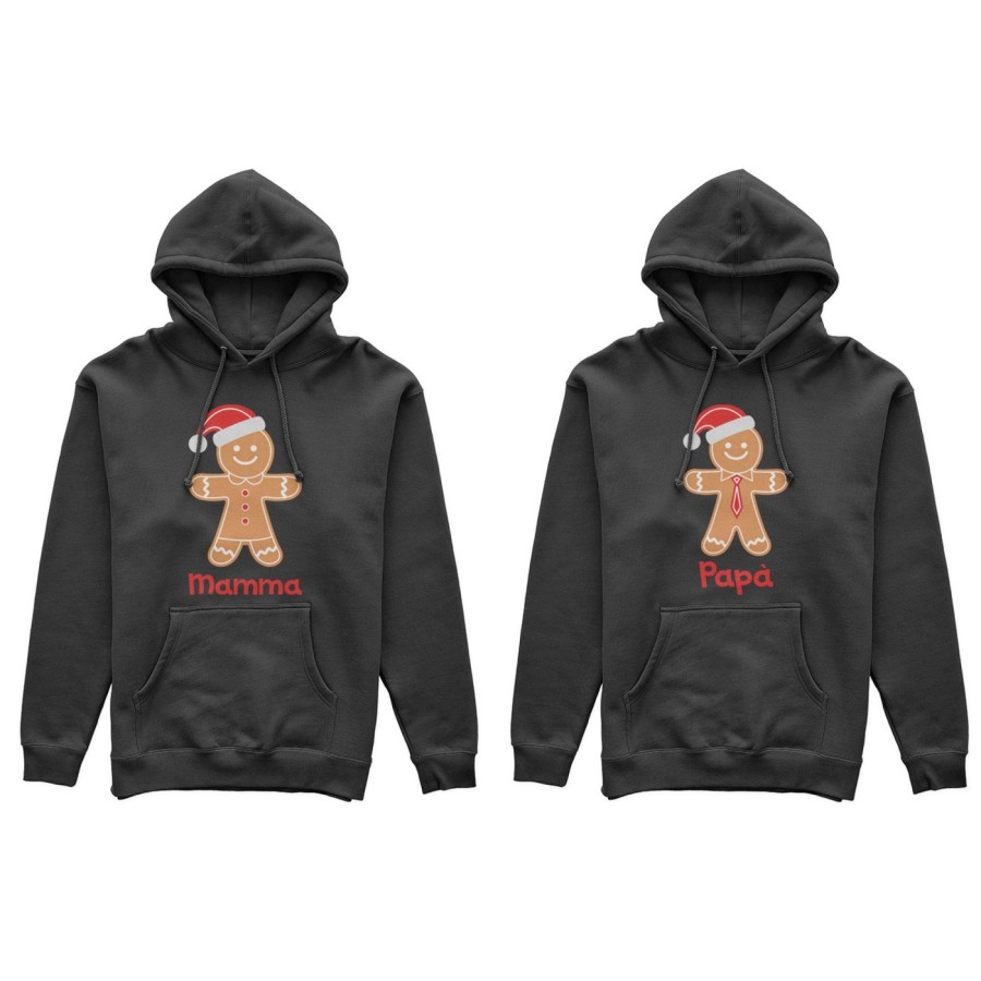 Coppia di felpe personalizzabili con nomi omino di pan di zenzero Natale