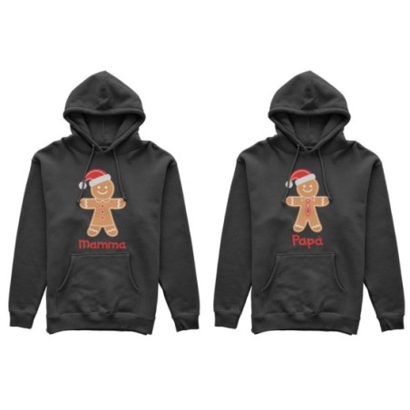 Coppia di felpe personalizzabili con nomi omino di pan di zenzero Natale