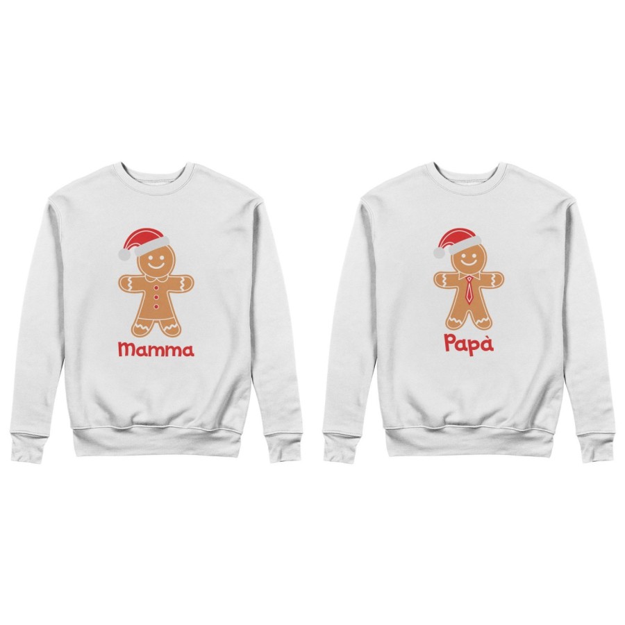 Coppia di felpe personalizzabili con nomi omino di pan di zenzero Natale