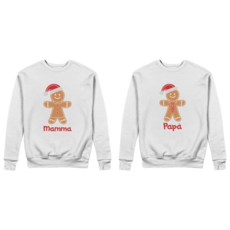 Coppia di felpe personalizzabili con nomi omino di pan di zenzero Natale