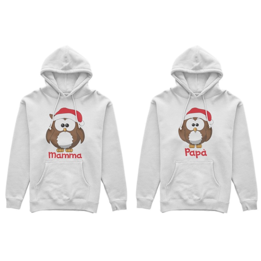 Coppia di felpe personalizzate con nomi gufetti      Natale