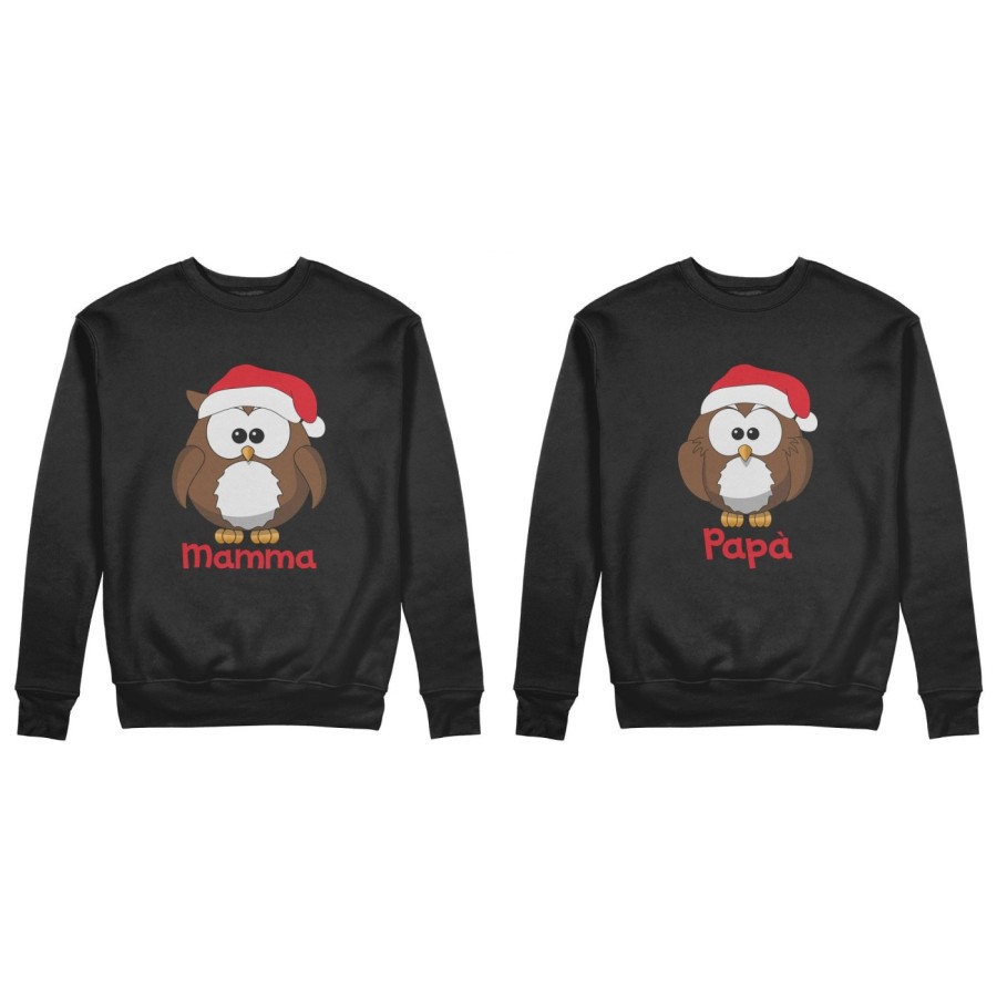 Coppia di felpe personalizzate con nomi gufetti      Natale