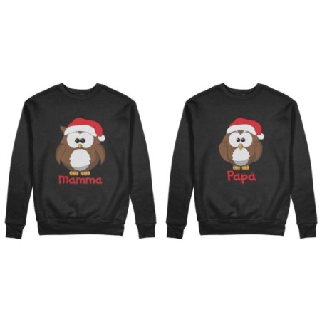 Coppia di felpe personalizzate con nomi gufetti      Natale