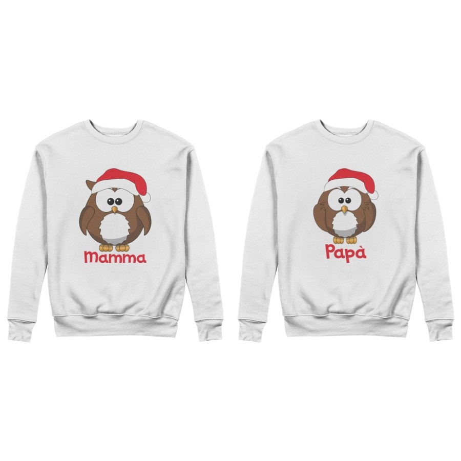 Coppia di felpe personalizzate con nomi gufetti      Natale
