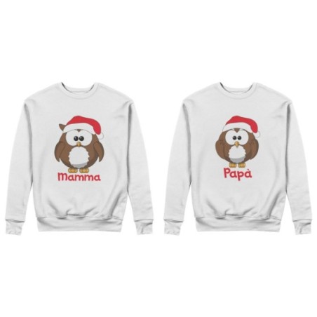 Coppia di felpe personalizzate con nomi gufetti      Natale