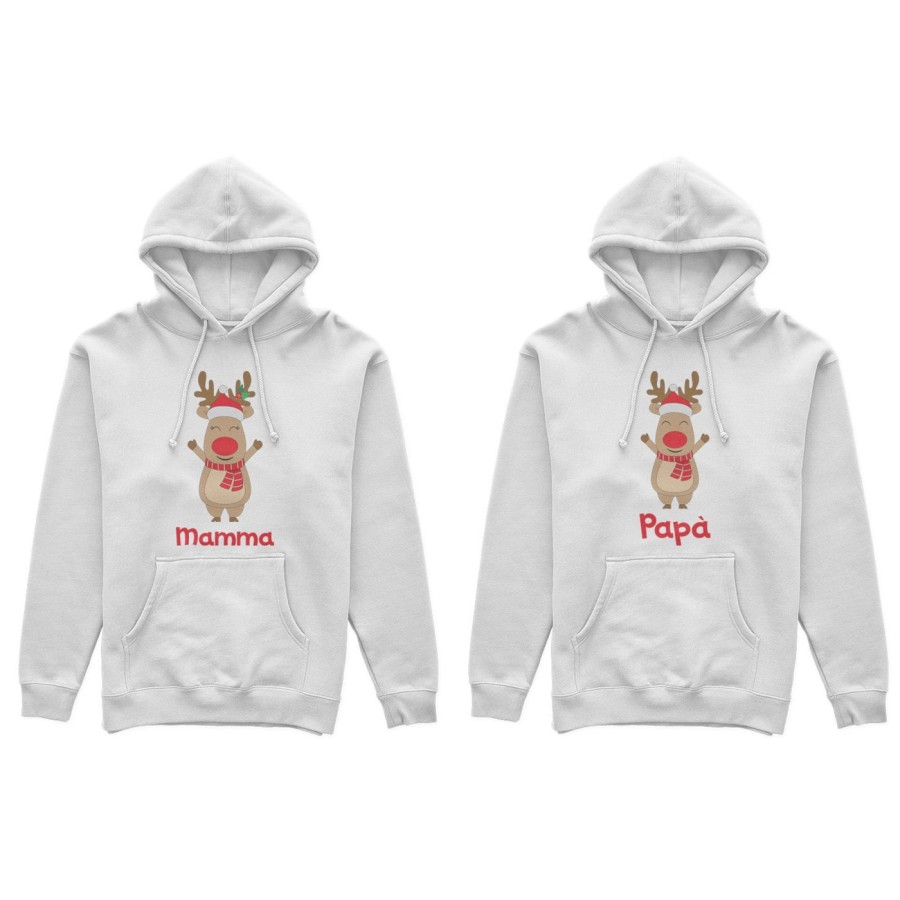 Coppia di felpe personalizzabili con nomi rudolph Natale