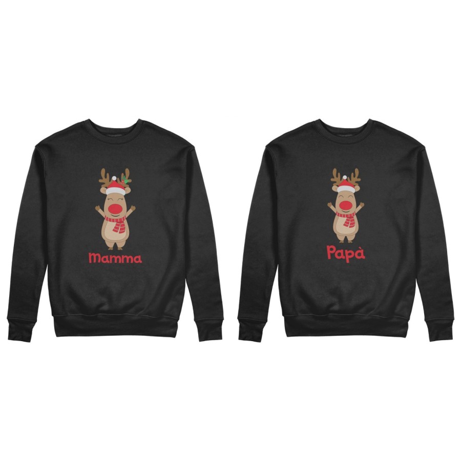 Coppia di felpe personalizzabili con nomi rudolph Natale