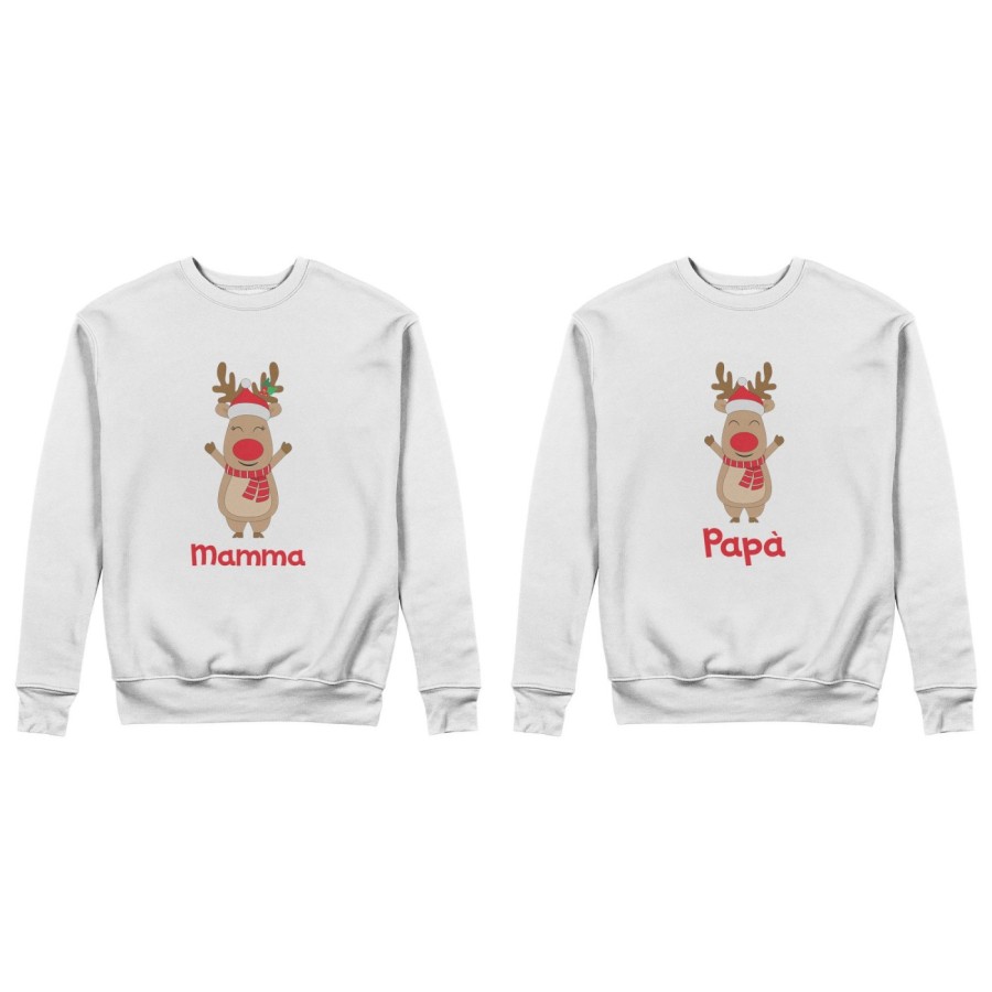 Coppia di felpe personalizzabili con nomi rudolph Natale