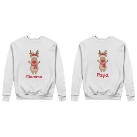 Coppia di felpe personalizzabili con nomi rudolph Natale