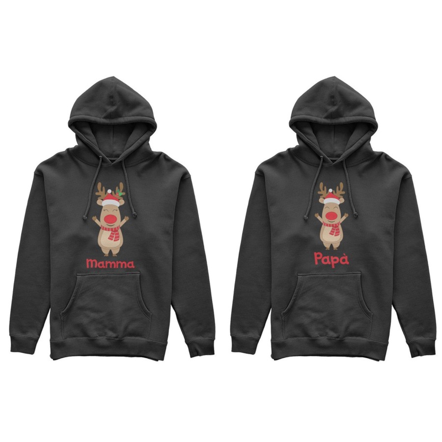 Coppia di felpe personalizzabili con nomi rudolph Natale