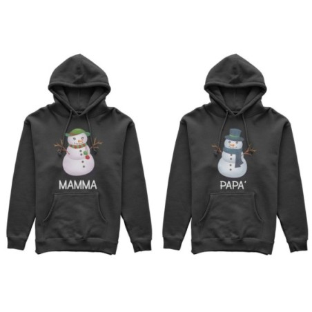 Coppia di felpe personalizzabili con nomi pupazzo di neve  Natale