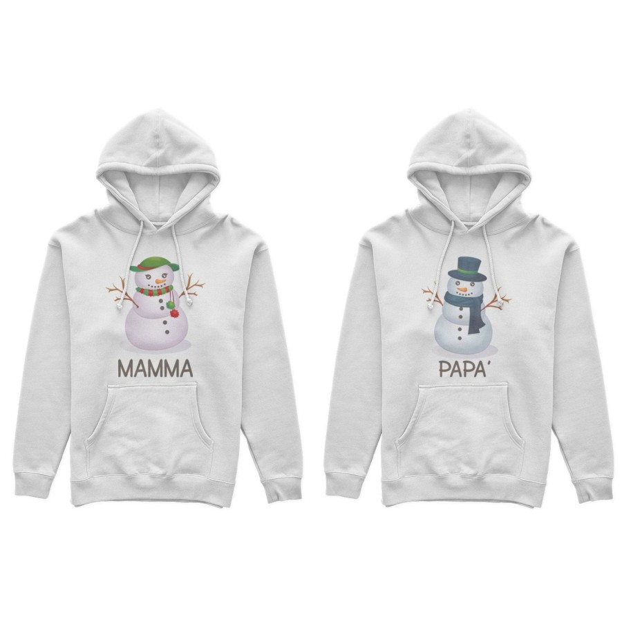 Coppia di felpe personalizzabili con nomi pupazzo di neve  Natale