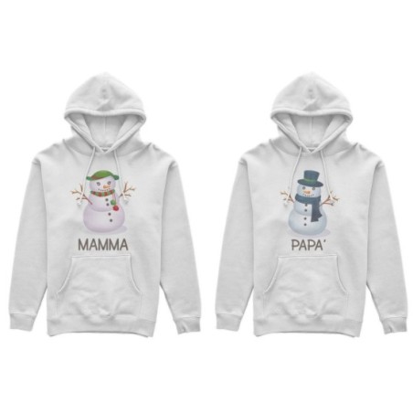 Coppia di felpe personalizzabili con nomi pupazzo di neve  Natale