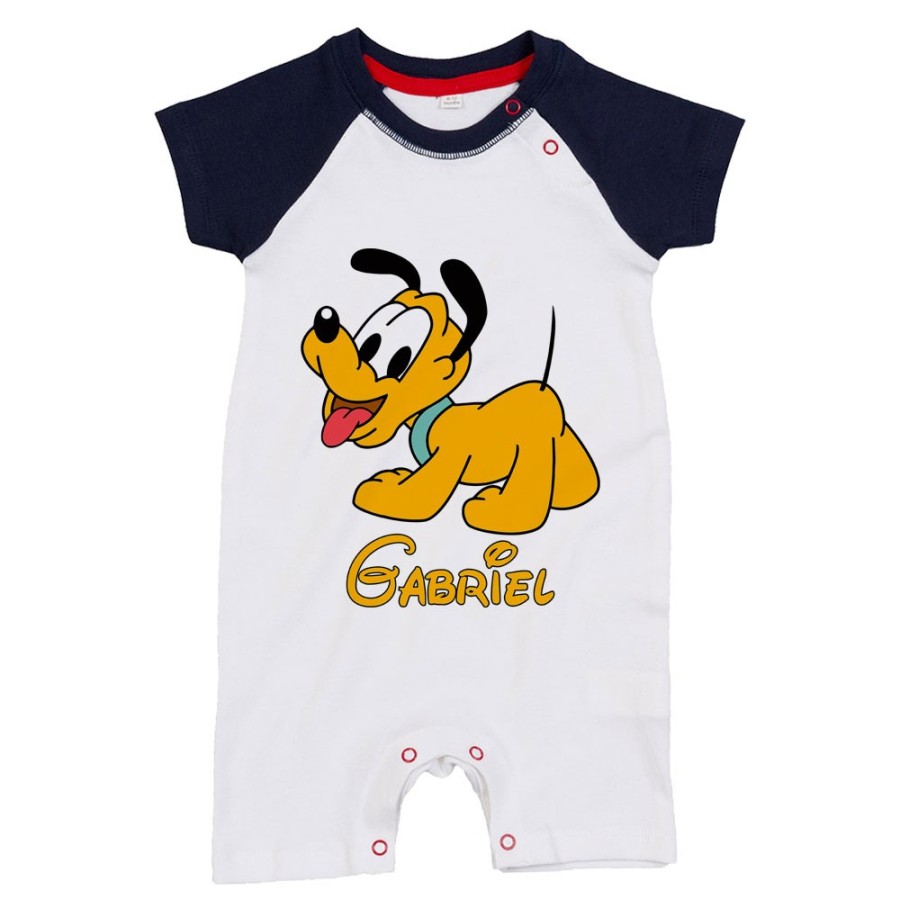 Pagliaccetto neonato personalizzato con nome baby pluto Cartoon