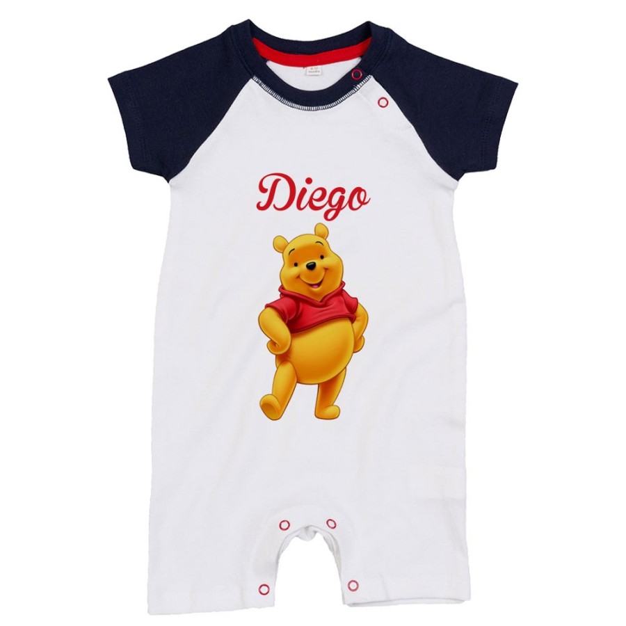 Pagliaccetto neonato personalizzato con nome winnie the pooh Cartoon