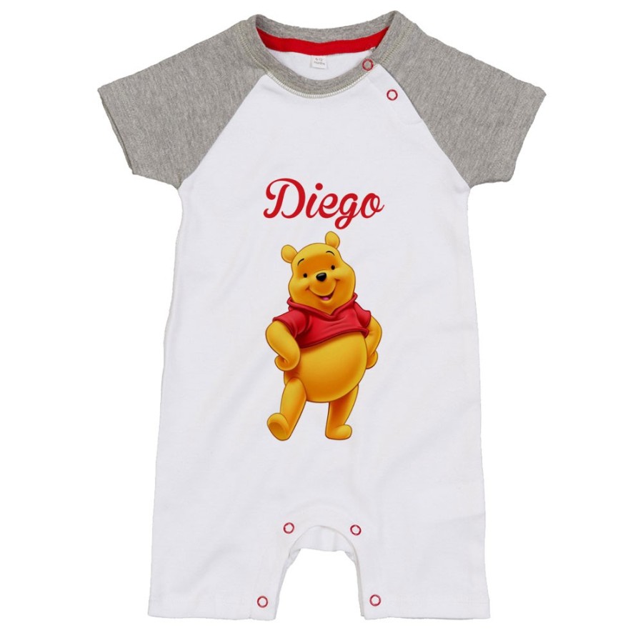 Pagliaccetto neonato personalizzato con nome winnie the pooh Cartoon