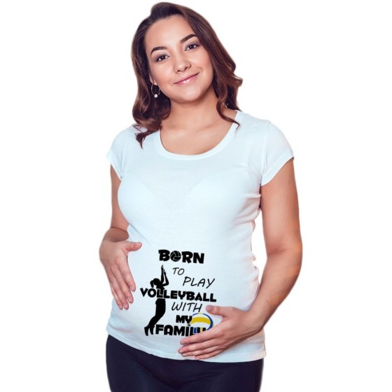 Maglia premaman born to play volleyball with my family Per la famiglia