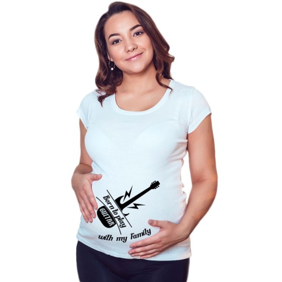 Maglia premaman born to play guitar with my family Per la famiglia