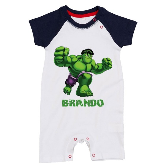 Pagliaccetto neonato personalizzato con nome hulk Cartoon