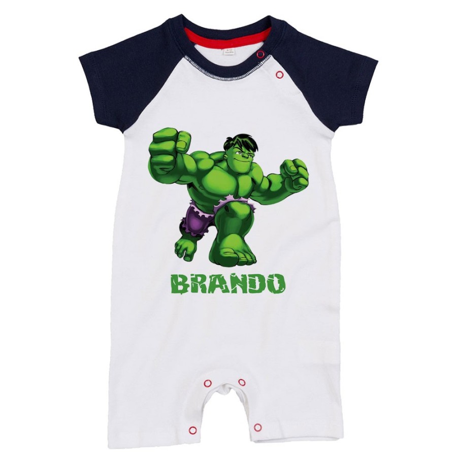 Pagliaccetto neonato personalizzato con nome hulk Cartoon
