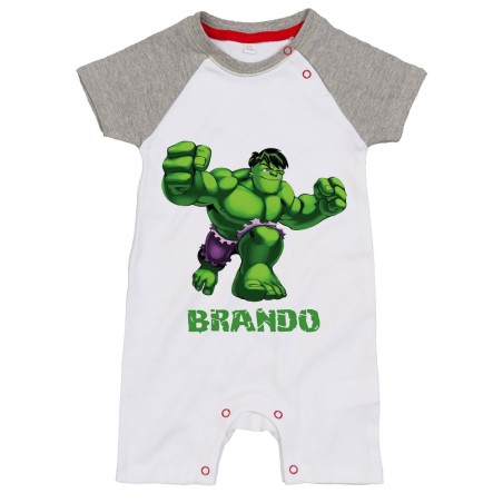 Pagliaccetto neonato personalizzato con nome hulk Cartoon