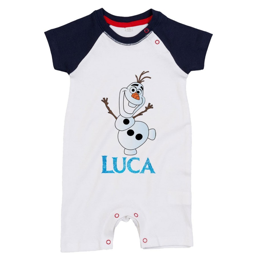 Pagliaccetto neonato personalizzato con nome olaf Cartoon