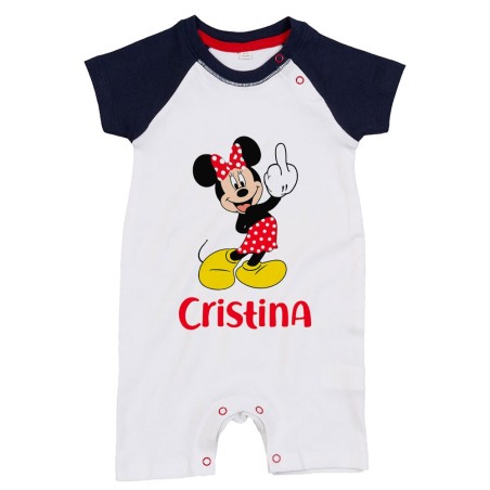 Pagliaccetto neonato personalizzato con nome topolino - minnie dito medio Cartoon