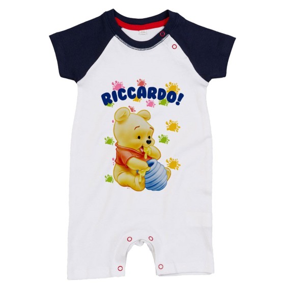 Pagliaccetto neonato personalizzato con nome baby winnie the pooh Cartoon
