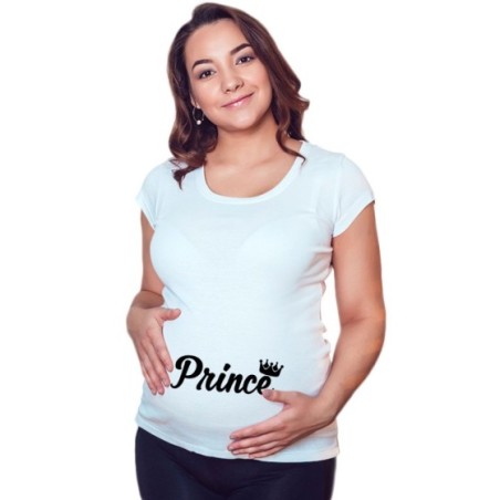 Maglia premaman personalizzabile con nome prince princess...