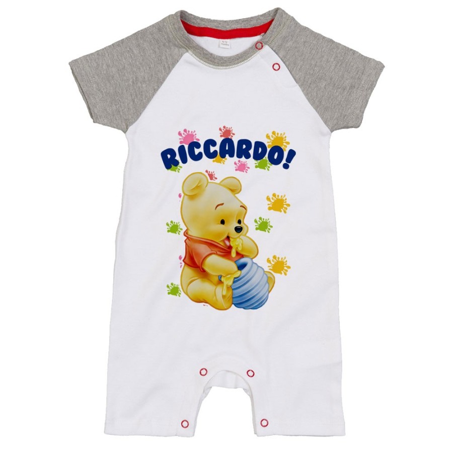 Pagliaccetto neonato personalizzato con nome baby winnie the pooh Cartoon