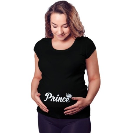 Maglia premaman personalizzabile con nome prince princess con corona Per la famiglia