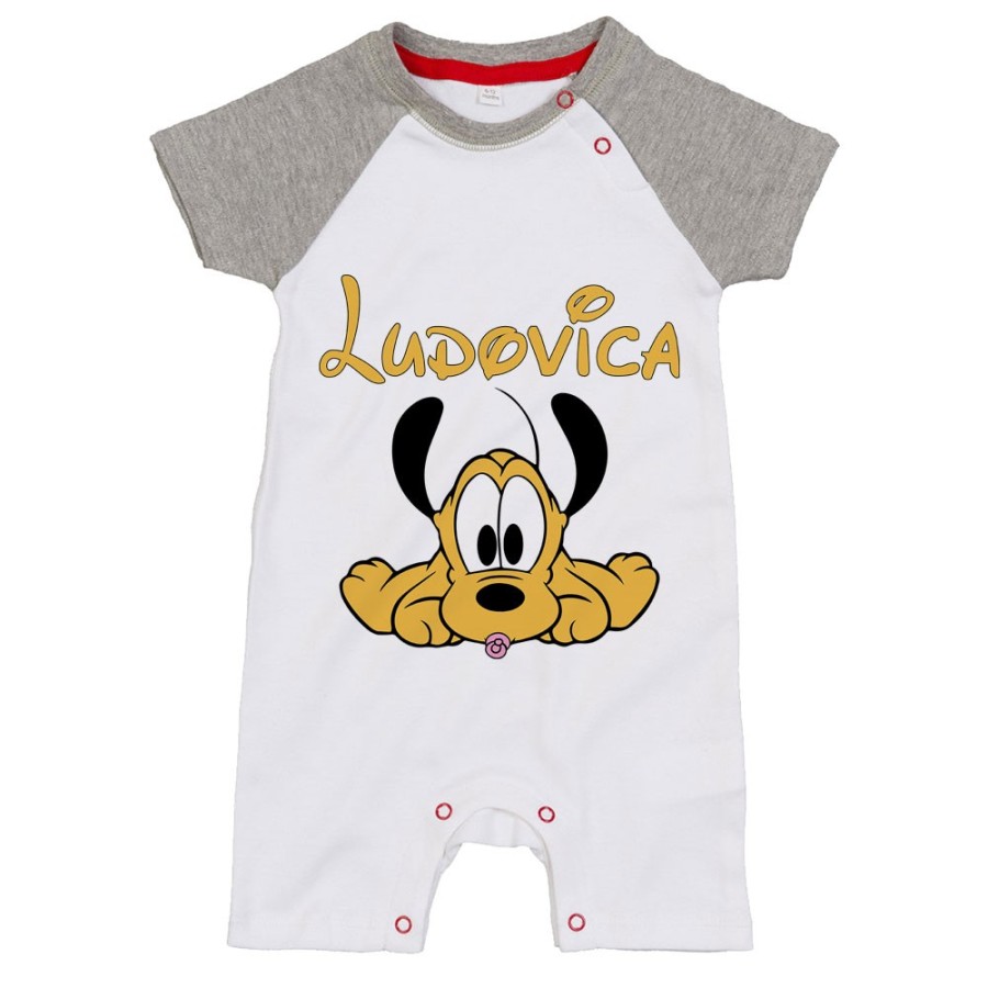 Pagliaccetto neonato personalizzato con nome baby pluto Cartoon