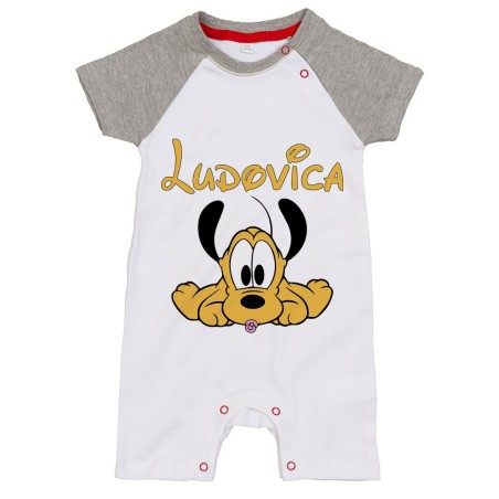 Pagliaccetto neonato personalizzato con nome baby pluto Cartoon