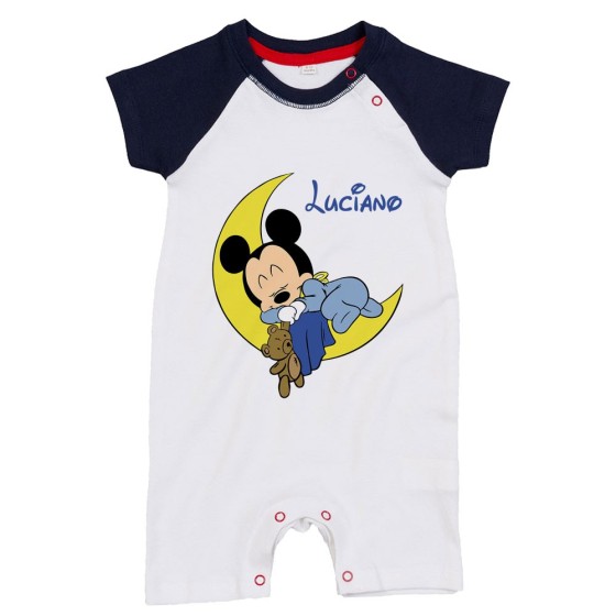 Pagliaccetto neonato personalizzato con nome topolino sleeping Cartoon