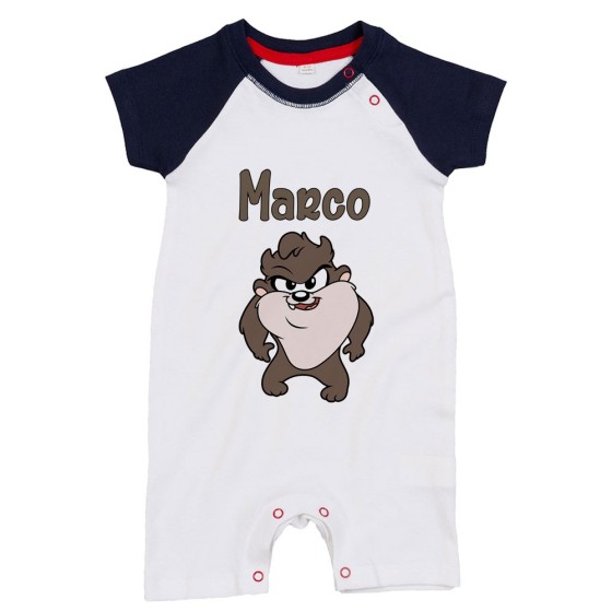 Pagliaccetto neonato personalizzato con nome baby tazmania Cartoon
