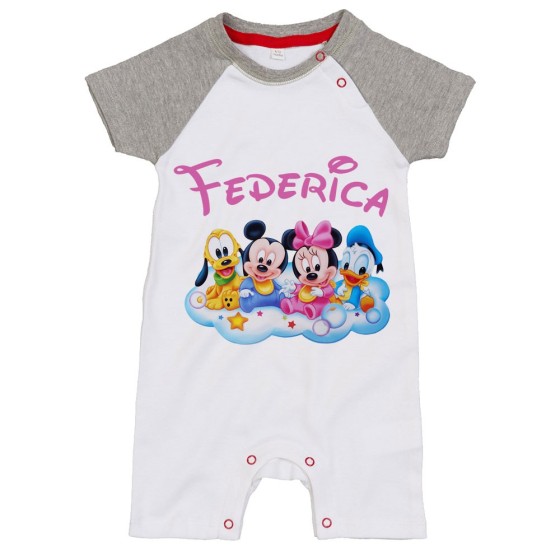 Pagliaccetto neonato personalizzato con nome baby disney family Cartoon
