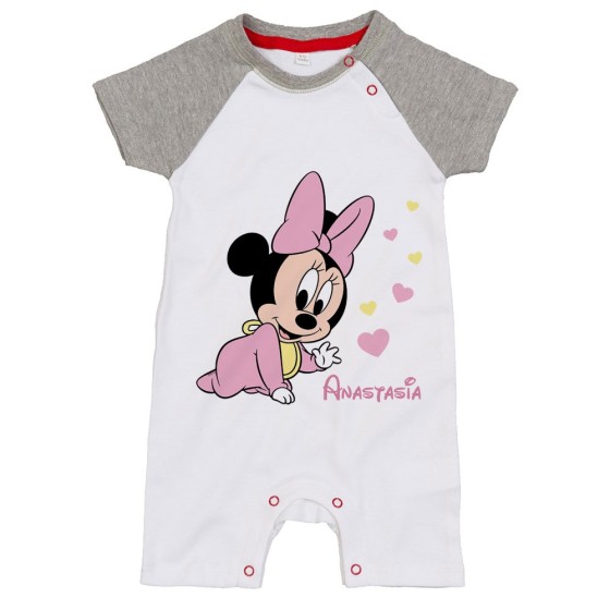 Pagliaccetto neonata personalizzato con nome baby minnie Cartoon