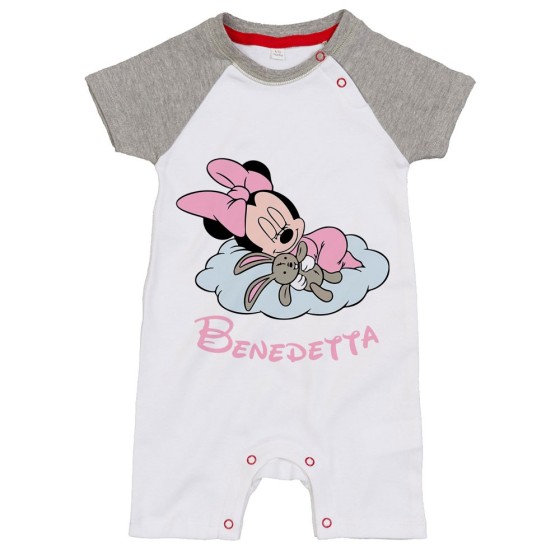 Pagliaccetto neonata personalizzato con nome minnie sleeping Cartoon