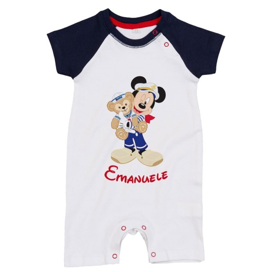 Pagliaccetto neonato personalizzato con nome topolino marinaio Cartoon